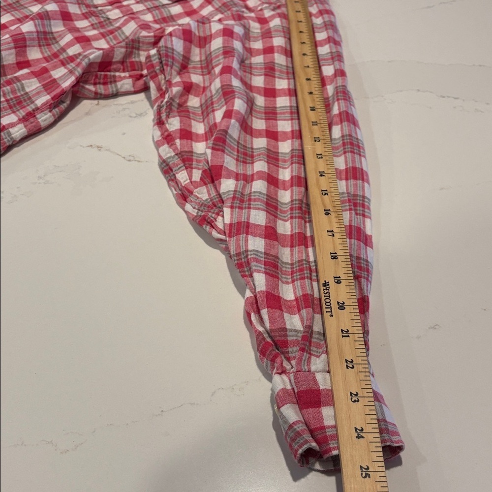 Brooks Brothers Linen Red and White Checkered Military Shirt Size XL - Picture 8 of 11